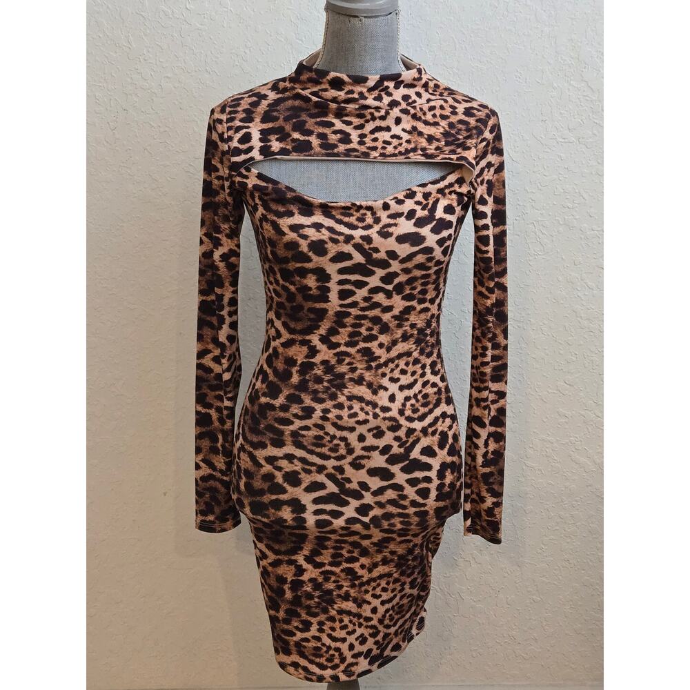naked wardrobe Leopard Print Mini Dress in Brown and Black
